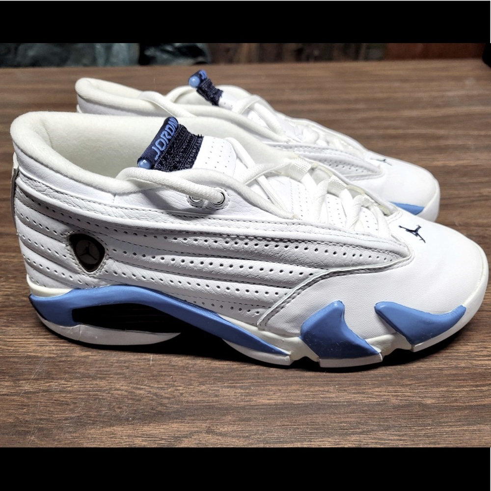 NEW AIR JORDAN XIV LOW (BG) 134088-101 WH/blu Y5.5